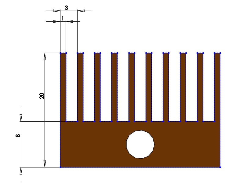 SOLIDWORKS Flow Simulation ile Parametrik Etütler heat sink olculeri